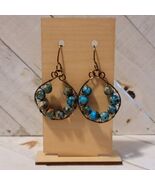 Handmade Jasper Copper Loop Earrings – Turquoise Blue Stone Wire Wrapped... - $62.09 CAD