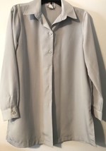 Blair sz Small Gray Long Sleeve Button Front Blouse/Top/Shirt, Tunic Length - £5.93 GBP