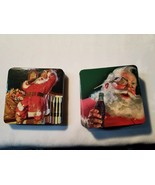 Eleven (11) Christmas Coca Cola Coasters ~ Cork Back ~ 3.5&quot; x 3.5&quot; - £11.92 GBP