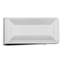 Rhodium-plated Kelly Waters Patterned Border Money Clip - £51.14 GBP