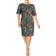 Karen Scott Womens Plus Floral Mini Dress Size 2X Color Olive Spring - £24.67 GBP