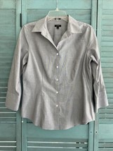 Talbots Women&#39;s Button Up Career Shirt ~Sz 6 ~ Gray ~ Long Sleeve - $22.49