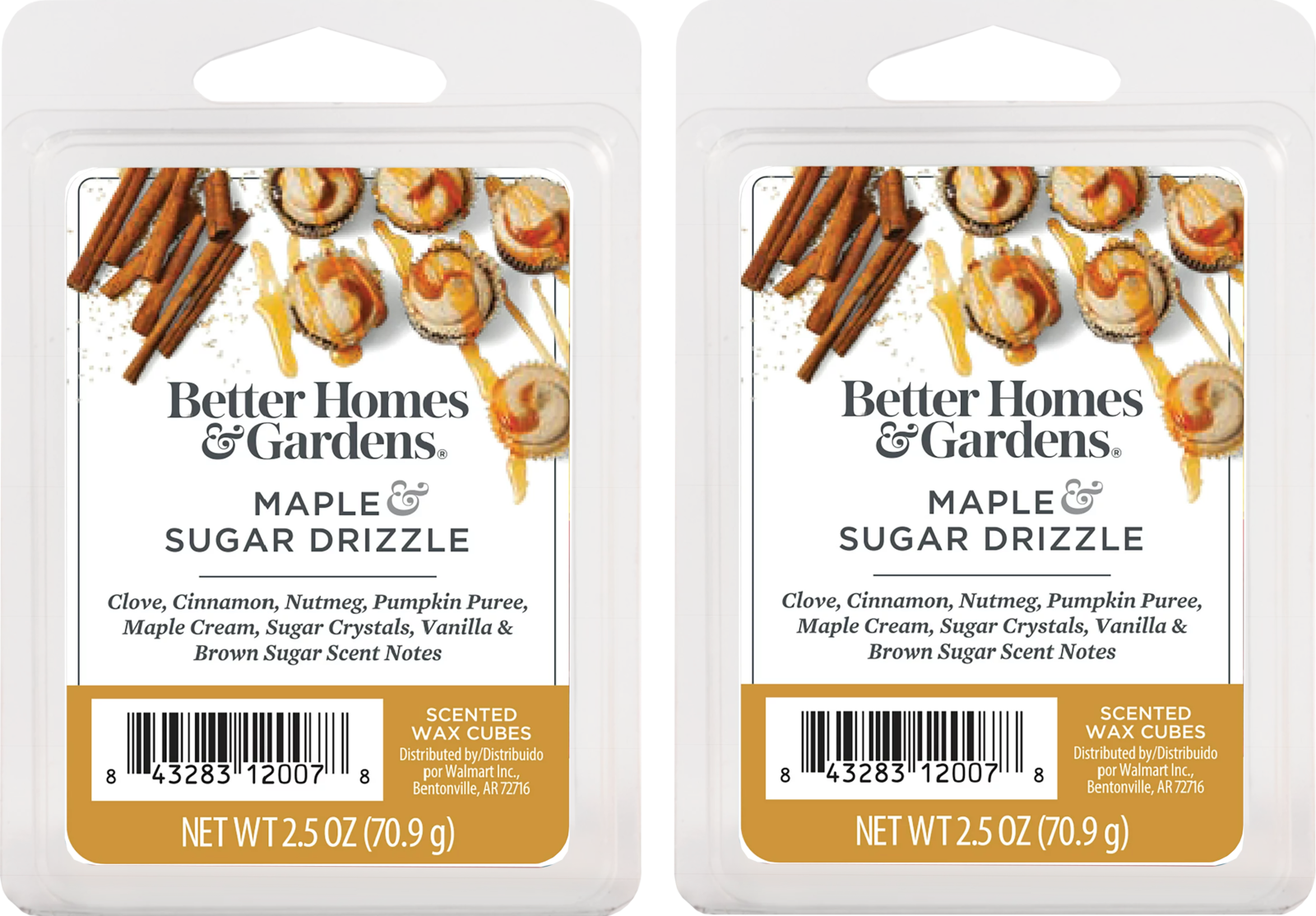 Better Homes and Gardens Scented Wax Cubes 2.5oz 2-Pack (Maple Sugar Drizzle) - £9.42 GBP
