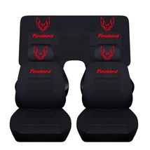 Fits 1967-2002 Pontiac Firebird Front and Rear seat covers Black with design - $169.99