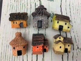 6 Pack Miniature Fairy Garden Stone House Resin Village House Fairy Garden Kits - £12.97 GBP