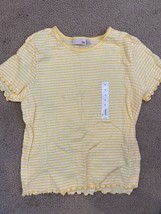 SO COZY TOP Women&#39;s Shirt Size Large Yellow Short Sleeve Pucker Tight Knit - £9.74 GBP