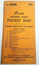 Vintage 1950&#39;s Cram&#39;s Modern Series Pocket Map Asia # 305 - £12.05 GBP