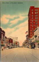 Arkansas Little Rock Main Street American Flags Posted 1942 Vintage Postcard - £4.39 GBP