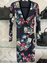 Roberto Cavalli Black Floral Print Snake Detail Evening Dress Sz 40/US 4 $1200 - £361.64 GBP