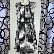 Madison Leigh Black/White Mod Fit &amp; Flare Dress 10 - £14.09 GBP