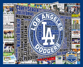 LA Dodgers 2020 World Series Newspaper Collage and Word Art Print - £27.49 GBP+