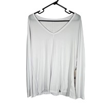 Fabletics Womens Lydia Side Split Long Sleeve Tee White XXL NWT Loose - $22.11