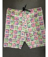 Vintage 80s Pastel Geometric Print Shorts - Kristina - Women&#39;s L - Surf ... - $29.70