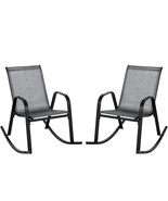 Set of 2 Metal Patio Rocking Chair with Breathable Seat Fabric-Gray - Co... - €133,25 EUR