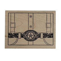 Lone Star Texas Belt Buckle Jeans Deadbeat Designs Rubber Stamp 5 in Large Craft - £12.46 GBP