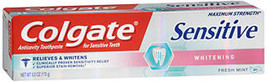 Colgate Sensitive Whitening Toothpaste for Sensitive Teeth, 6 Oz, 2 pks BB 10/20 - £7.58 GBP