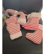 Lot Of 9 Christmas Ornaments Stocking Hat Mitten Red White Stripe Fuzzy ... - $363.37 MXN