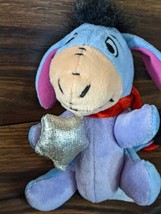 Disney Eeyore Blue Plush Button Jointed Christmas Silver Star Red Scarf ... - £14.26 GBP