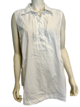 NWT Lauren Ralph Lauren White Sleeveless Collared  V Neck Shirt Size 2X - £29.92 GBP