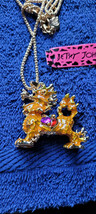New Betsey Johnson Necklace Dragon Yellow Multicolor Oriental Collectibl... - $14.99