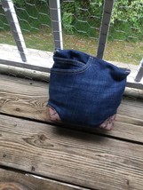 Upcycled Reinvented Repurposed Denim Jeans Purse Cosmetic Bag Accessory Bag - $11.88