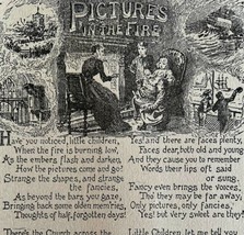Pictures In The Fire Poem 1892 Victorian Art Woodcut Printing Ephemera D... - £27.90 GBP