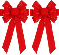 2 Pack Red Christmas Bows Outdoor Decorations,12”X20” Large Christmas Tr... - $14.03