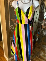 Colorful Boho Wrap Summer Deep V Striped Sundress Spaghetti Strap Midi Dress - £20.14 GBP