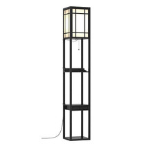 Modern Floor Lamp with Shelves and Drawer - Color: Black - £71.62 GBP