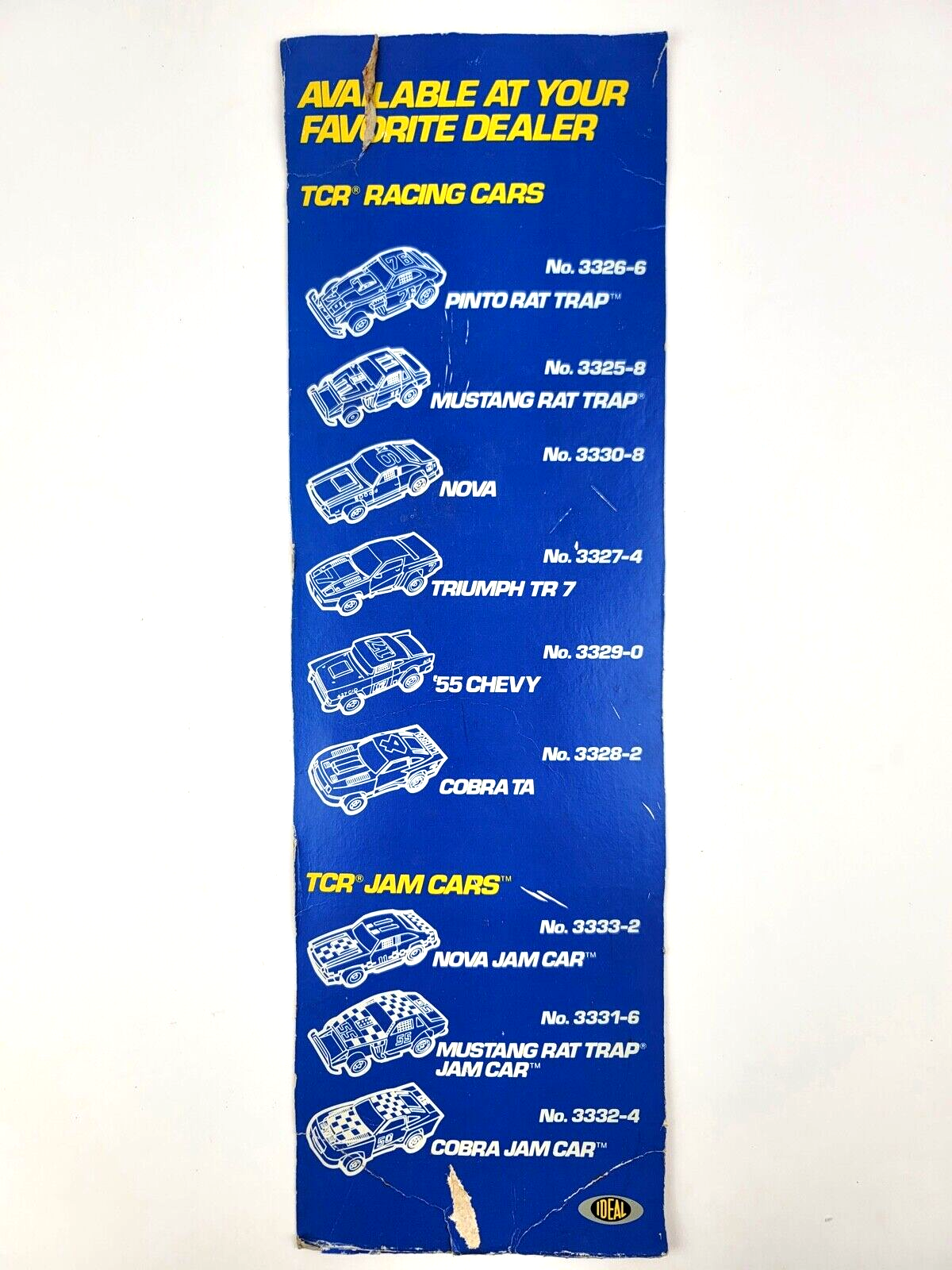 Vintage Ideal Toys TCR Slot Car Store Display Advertisement cardboard sign 18.5" - £31.02 GBP