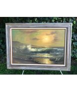 HENRY Original 1960s SEASCAPE HUGE MID CENTURY MODERN Vintage Sofa Oil on Canvas - $792.00