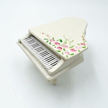 Hand painted Wooden Doll House Miniature White Floral Piano - £7.81 GBP