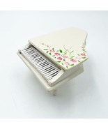 Hand painted Wooden Doll House Miniature White Floral Piano - £7.81 GBP