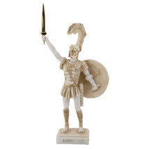 Achilles Trojan War Hero King with Shield and Sword Statue Sculpture - $37.31