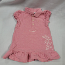 Ralph Lauren Baby Girl Pink Polo Floral Embroidery Dress Patches Ruffle Pony 9 m - $13.86