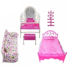8 Pcs Doll Furniture Accessories For Barbie Doll Sofa Dressing Table Bed... - $21.76