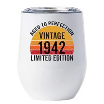 Vintage 1942 Tumbler 12oz With Lid Gift for Women, Men - 80 Years Aged To Perfec - £18.16 GBP