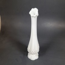 Vintage Hobnail Milk Glass Swung Bud Vase By Fenton 9 3/4" CHIPPED - $17.45