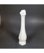 Vintage Hobnail Milk Glass Swung Bud Vase By Fenton 9 3/4&quot; CHIPPED - £13.72 GBP