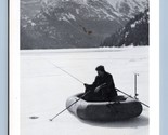 Duckboy Comic Ice Fishing In Montana Inflatable Raft UNP Chrome Postcard... - $4.42