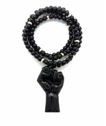 [Icemond] Black Raised Fist Pendant on Bead Necklace - £13.32 GBP