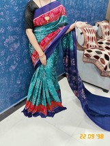 Ikat cotton Saree Party wear Handloom Sari - $86.71