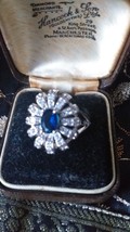 Vintage 1990-s 925 Sterling Silver Sapphire and CZ Ring Size UK N ,US 6 3/4 - $1,488.84 MXN
