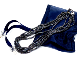 Boutique Indigo Blue Multi-Strand Cultured Pearl Bead Choker Necklace - $19.94