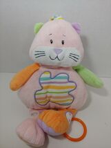 Baby Ganz kitty cat Pink green Musical Plush Baby Crib Toy stripes rings... - $15.42