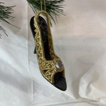 New RAZ Imports Gold Glitter Filigree High Heel Shoe Christmas Ornament - £6.39 GBP