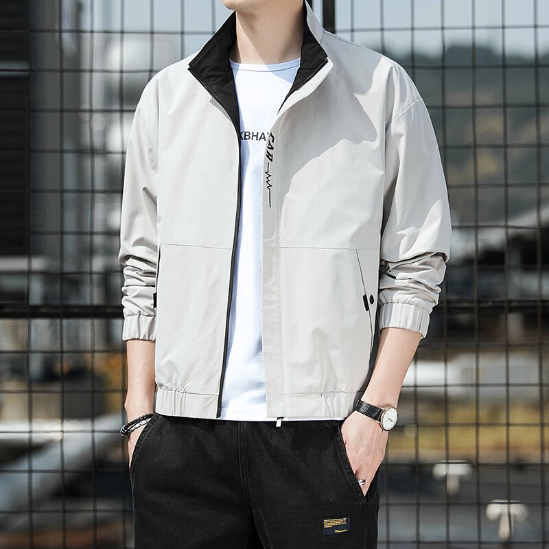 Casual Men Jacket Fashion Outdoor Windbreaker High Quality Mens Stand Collar Jac - $163.02
