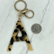 Gold Tone Animal Print A Initial Monogram Keychain Keyring - £5.23 GBP