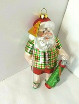 Tropical Santa Ornament Golfing 18th Hole Santa Hat Golf Clubs Knickers Sandals - $22.23