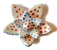 1PC Large Handmade Ceramic Flower Pendant Jewelry Making Clay Charm For Necklace - £17.35 GBP